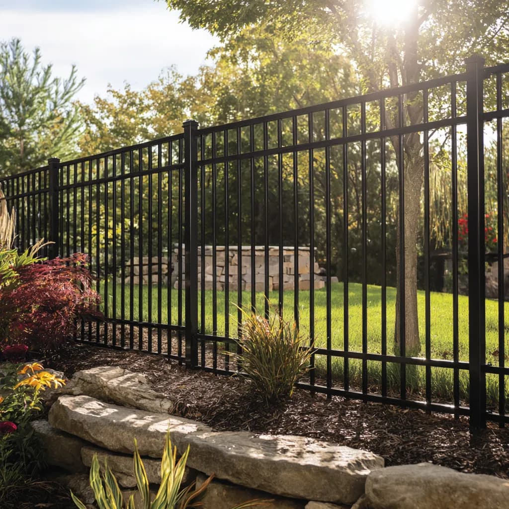Black aluminum fence installation on Pittsburgh property