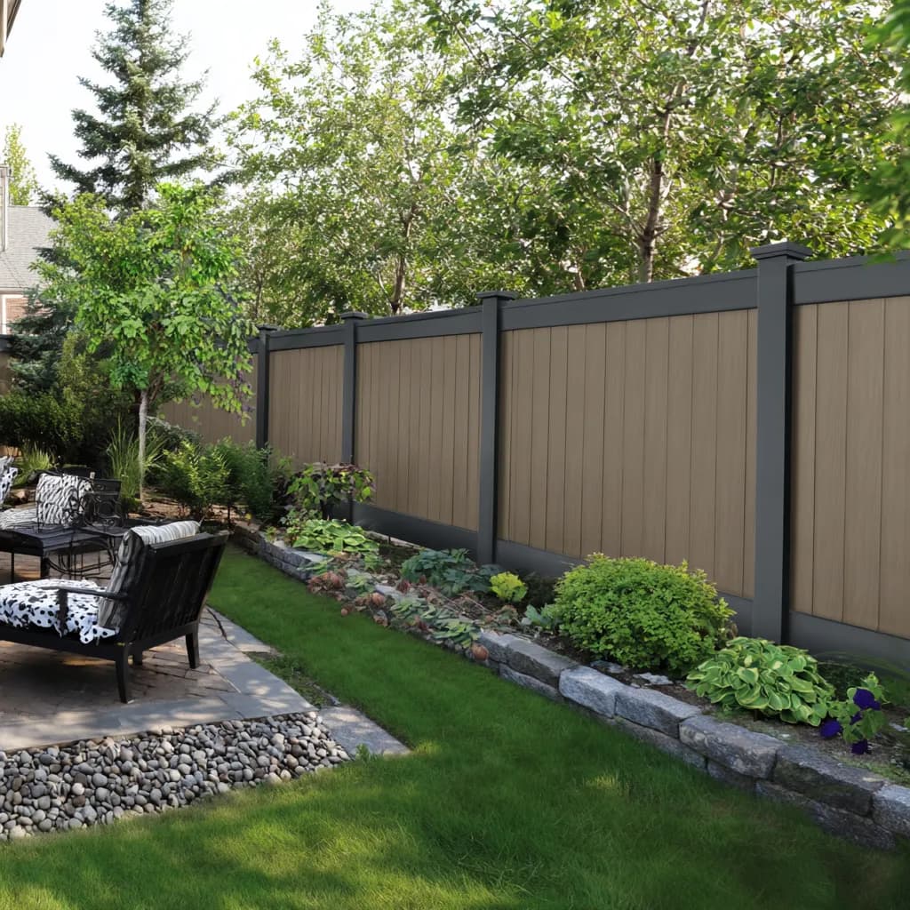 Composite privacy fence with landscaping in Pittsburgh