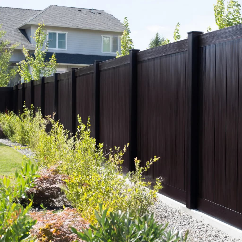 Two-tone vinyl privacy fence in Eighty Four